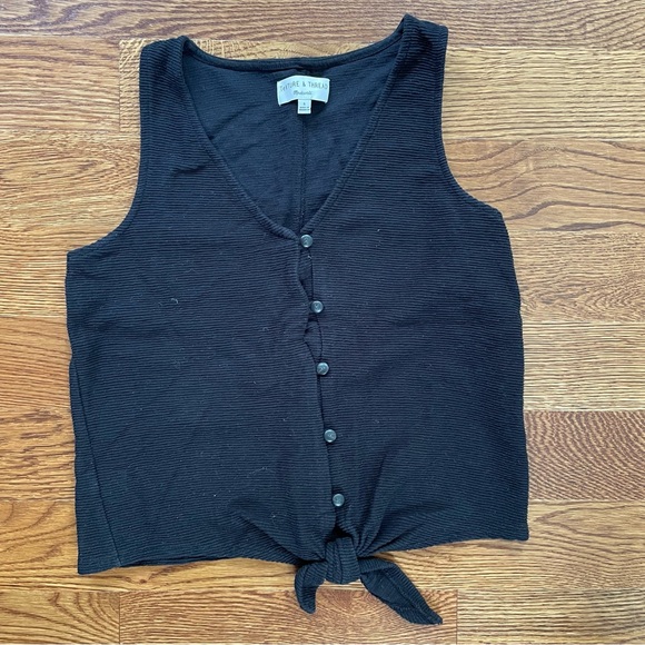 Madewell textured tie front button up sleeveless top - Picture 1 of 3